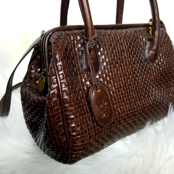 Vintage Leather Brown Woven leather Satchel - Picture 1 of 7
